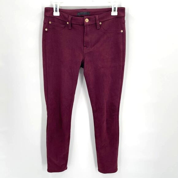 7 FOR ALL MANKIND Maroon Crushed Velvet Skinny Jeans // 27 - Picture 2 of 8